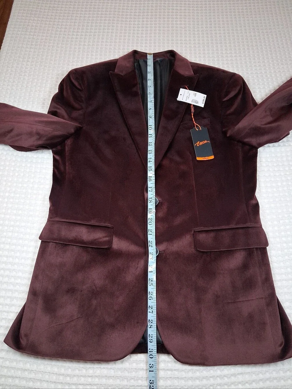 Egara Men's Warehouse Velvet Dinner Jacket Size 40R Skinny Fit Dark Wine NWT
